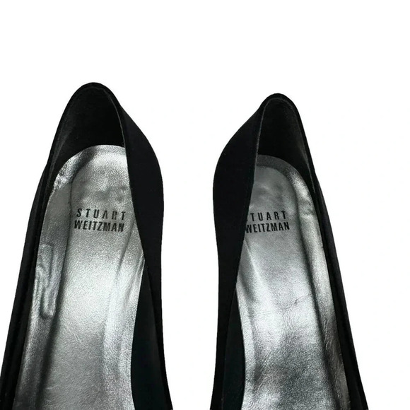 STUART WEITZMAN size 9 Evening Peep toe Pumps vintage Y2K bow - Picture 5 of 15